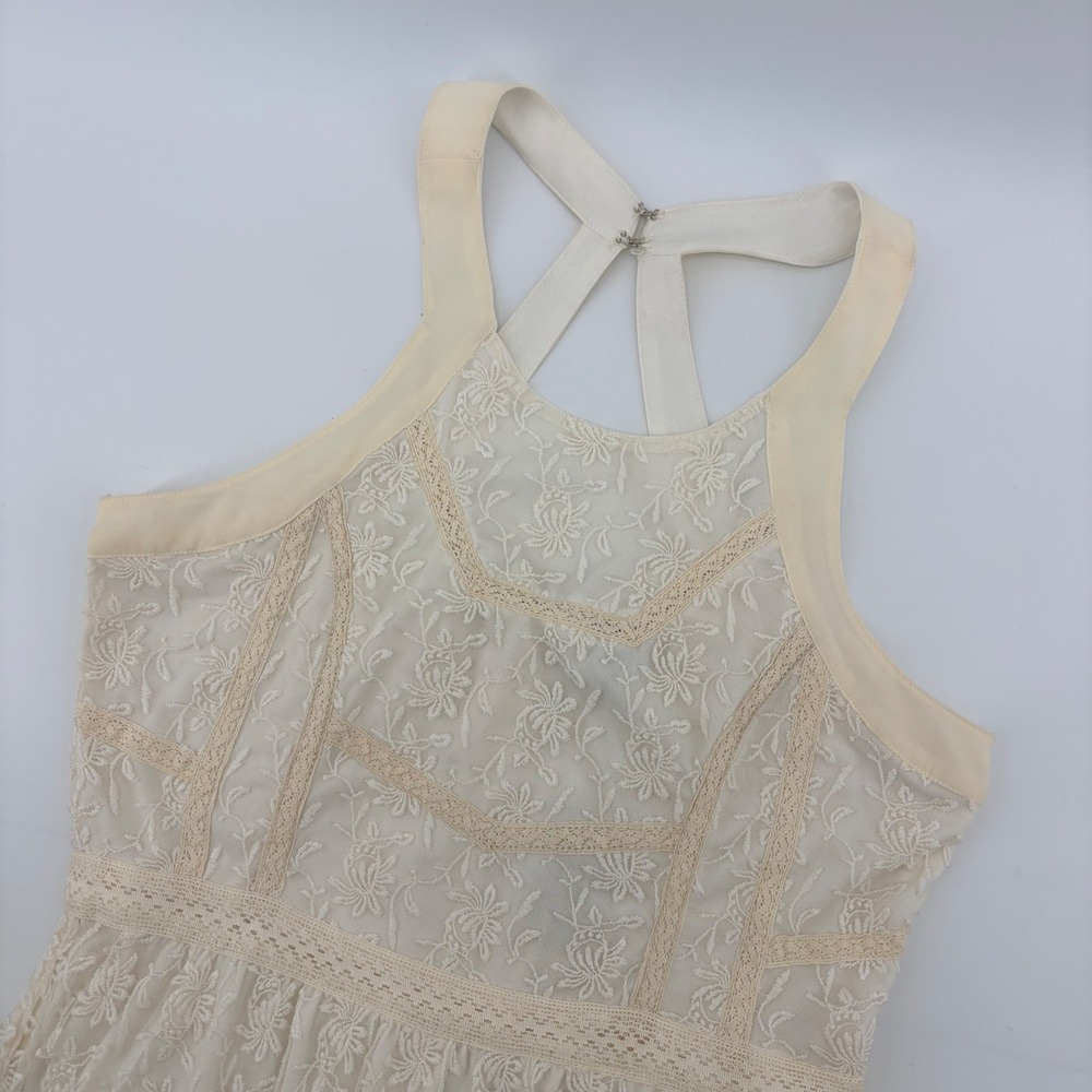 American‎ Eagle Lace Mini Dress Womens 8 Cream Boho Crochet Strappy Back NWT